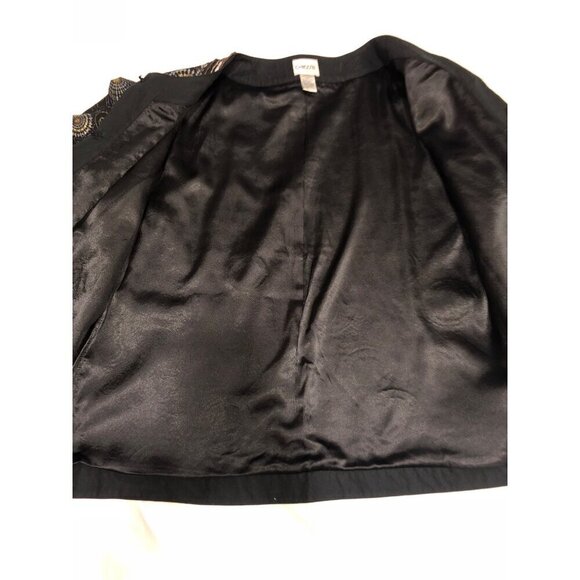Chicos Embroidered Jacket Size 2 US L 12 Black Embroidered Metallic Sequin Beads - Picture 11 of 11
